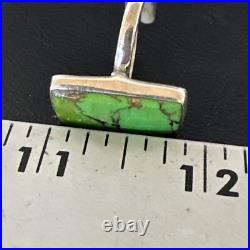 Green Mohave Turquoise Navajo Sterling Silver Ring Adjustable Size 15696