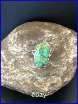 Green Mohave Turquoise Navajo Sterling Silver Ring Size 7 15597