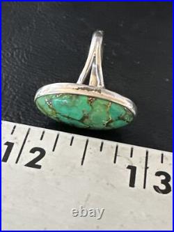 Green Mohave Turquoise Navajo Sterling Silver Ring Size 7 15597