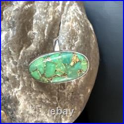Green Mohave Turquoise Navajo Sterling Silver Ring Size 8 15922