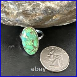 Green Mohave Turquoise Navajo Sterling Silver Ring Size 8 15922