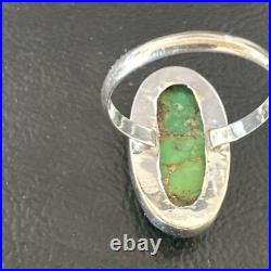Green Mohave Turquoise Navajo Sterling Silver Ring Size 8 15922
