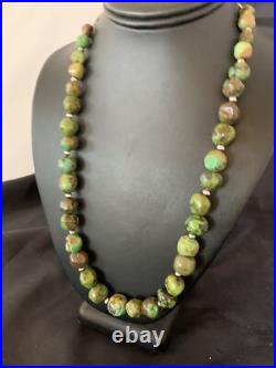 Green Turquoise Graduated Navajo Sterling Silver Necklace 22 11708