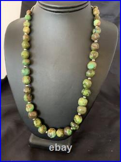 Green Turquoise Graduated Navajo Sterling Silver Necklace 22 11708