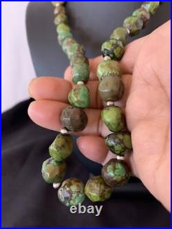 Green Turquoise Graduated Navajo Sterling Silver Necklace 22 11708
