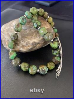 Green Turquoise Graduated Navajo Sterling Silver Necklace 22 11708