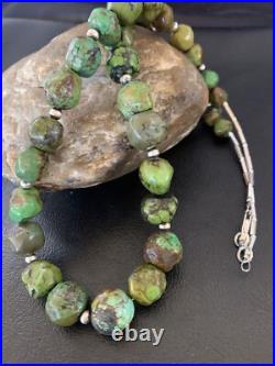 Green Turquoise Graduated Navajo Sterling Silver Necklace 22 11708