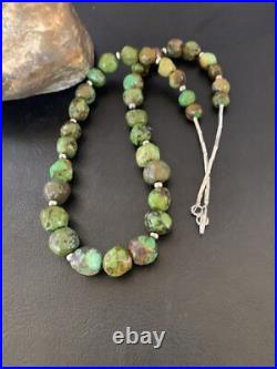 Green Turquoise Graduated Navajo Sterling Silver Necklace 22 11708
