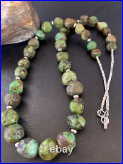Green Turquoise Graduated Navajo Sterling Silver Necklace 22 11708