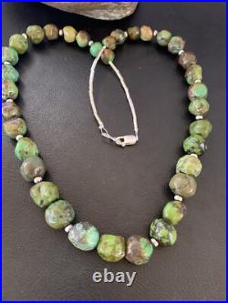 Green Turquoise Graduated Navajo Sterling Silver Necklace 22 11708