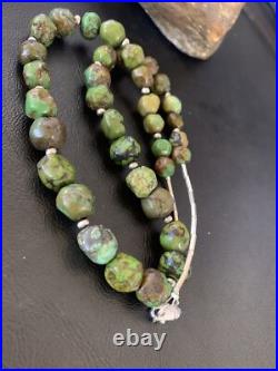 Green Turquoise Graduated Navajo Sterling Silver Necklace 22 11708