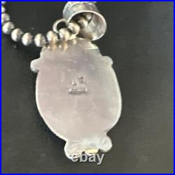 Green Turquoise Pendant Navajo Pearls Sterling Silver Necklace 15039