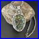 Green Turquoise Pendant Navajo Pearls Sterling Silver Necklace 15041
