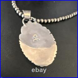 Green Turquoise Pendant Navajo Pearls Sterling Silver Necklace 15041