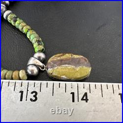 Green Turquoise Pendant Navajo Pearls Sterling Silver Necklace 16920 Green Turquoise Pendant Navajo Pearls Sterling Silver Necklace 16920