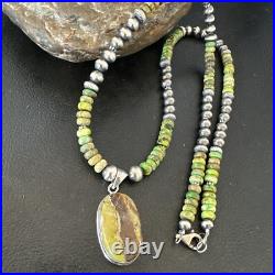 Green Turquoise Pendant Navajo Pearls Sterling Silver Necklace 16920 Green Turquoise Pendant Navajo Pearls Sterling Silver Necklace 16920