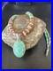 Green Turquoise Pendant Spiny Navajo Sterling Silver Heishi Necklace 21 19204