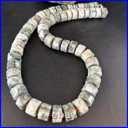 Grey White Jasper & Coral Navajo Pearls Sterling Silver Necklace 14428