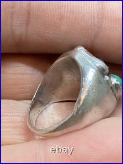 HEAVY Vintage Native American Sterling Silver Turquoise Coral Mens Ring Size 7.5