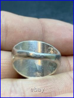 HEAVY Vintage Native American Sterling Silver Turquoise Coral Mens Ring Size 7.5