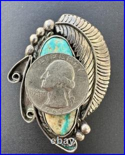 HUGE! 58mm Vintage Navajo Turquoise Sterling Silver Ring Size 8.25 #310