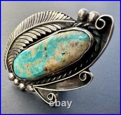 HUGE! 58mm Vintage Navajo Turquoise Sterling Silver Ring Size 8.25 #310