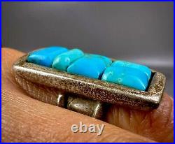 HUGE HEAVY Vintage Navajo Sterling Silver Turquoise Cobblestone Ring