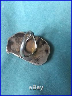 HUGE Old Vintage Kings Manassa Turquoise Navajo Sterling Silver Ring Sz 9.5