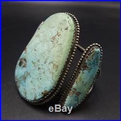 HUGE Vintage NAVAJO Sterling Silver & Dry Creek TURQUOISE Cuff BRACELET 110g