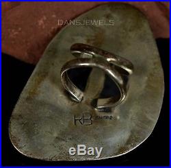 HUGE Vintage Navajo Old Pawn Morenci 2 1/2 TURQUOISE Sterling Silver Ring SZ 8