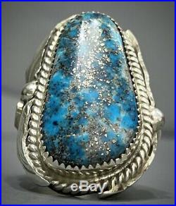 HUGE Vintage Navajo Sterling Silver Blue Gem Turquoise Ring HEAVY GORGEOUS