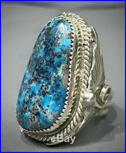 HUGE Vintage Navajo Sterling Silver Blue Gem Turquoise Ring HEAVY GORGEOUS