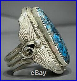 HUGE Vintage Navajo Sterling Silver Blue Gem Turquoise Ring HEAVY GORGEOUS