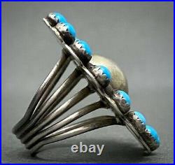 HUGE Vintage Navajo Sterling Silver Sleeping Beauty Turquoise Cluster Dome Ring