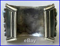 HUGE Vintage Navajo Sterling Silver Turquoise Cluster Cuff Bracelet 139Grams WOW