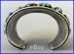 HUGE Vintage Navajo Sterling Silver Turquoise Cluster Cuff Bracelet 139Grams WOW