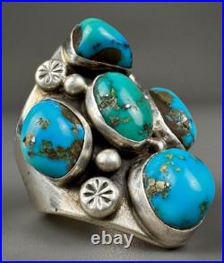 HUGE Vintage Navajo Sterling Silver Turquoise Ring HEAVY THICK & SOLID 27 Grams