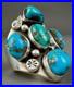 HUGE Vintage Navajo Sterling Silver Turquoise Ring HEAVY THICK & SOLID 27 Grams