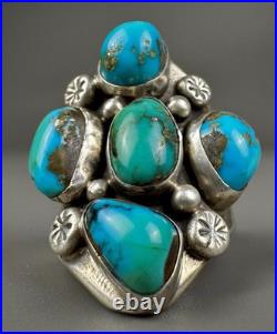 HUGE Vintage Navajo Sterling Silver Turquoise Ring HEAVY THICK & SOLID 27 Grams