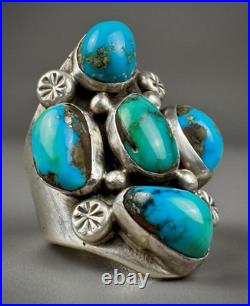 HUGE Vintage Navajo Sterling Silver Turquoise Ring HEAVY THICK & SOLID 27 Grams
