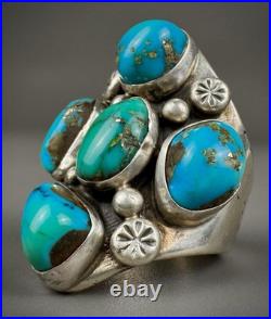 HUGE Vintage Navajo Sterling Silver Turquoise Ring HEAVY THICK & SOLID 27 Grams