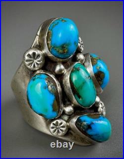 HUGE Vintage Navajo Sterling Silver Turquoise Ring HEAVY THICK & SOLID 27 Grams
