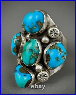 HUGE Vintage Navajo Sterling Silver Turquoise Ring HEAVY THICK & SOLID 27 Grams