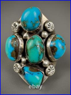 HUGE Vintage Navajo Sterling Silver Turquoise Ring HEAVY THICK & SOLID 27 Grams