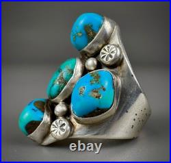 HUGE Vintage Navajo Sterling Silver Turquoise Ring HEAVY THICK & SOLID 27 Grams