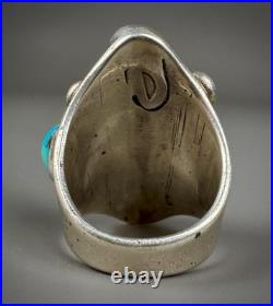 HUGE Vintage Navajo Sterling Silver Turquoise Ring HEAVY THICK & SOLID 27 Grams