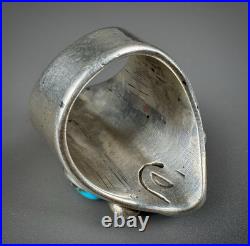 HUGE Vintage Navajo Sterling Silver Turquoise Ring HEAVY THICK & SOLID 27 Grams