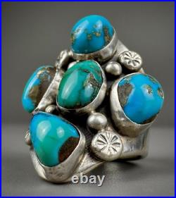 HUGE Vintage Navajo Sterling Silver Turquoise Ring HEAVY THICK & SOLID 27 Grams