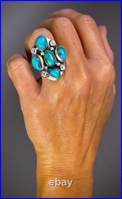 HUGE Vintage Navajo Sterling Silver Turquoise Ring HEAVY THICK & SOLID 27 Grams