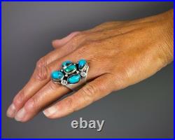 HUGE Vintage Navajo Sterling Silver Turquoise Ring HEAVY THICK & SOLID 27 Grams